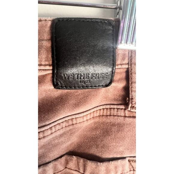 Free People Womens Dusky Pink Velvet High Waisted Button Fly Sz 28 Pants - Picture 6 of 7